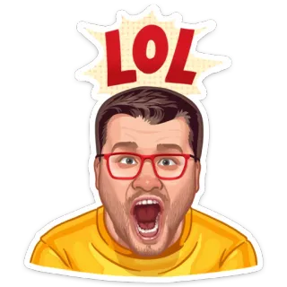 😀 LOL expression, surprise, étonnement, choc, homme, dessin animé telegram sticker