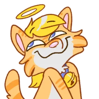 😇 chat, ange, auréole, dessin animé, animal, mignon, fantaisiste, animal de compagnie telegram sticker