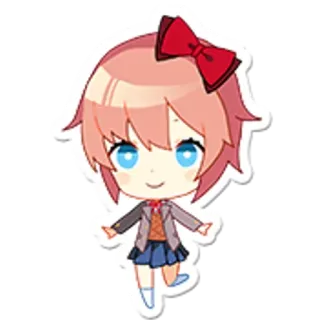 🙂 Sayori Doki Doki Literature Club! 动漫, 贴纸, Doki Doki Literature Club!, Q版, 可爱, 纱世里 whatsapp sticker