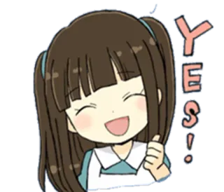 👍 YES! menina, anime, sim, positivo, joinha, feliz telegram sticker