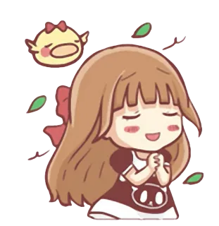 😌 Mädchen, Chibi, niedlich, Vogel, Anime, Cartoon telegram sticker