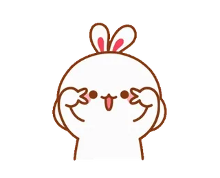 ✌ lapin, lapinou, kawaii, mignon, emoji, dessin animé, sticker telegram sticker