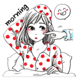 👋 Cartoon, Anime, Mädchen, Nachtwäsche, Pyjama, Erröten telegram sticker