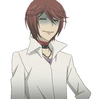 😨 anime, karakter, tersenyum, jas putih, pria telegram sticker