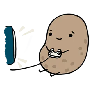 😚 kartoffel, gamer, spielen, süß, cartoon, sticker telegram sticker