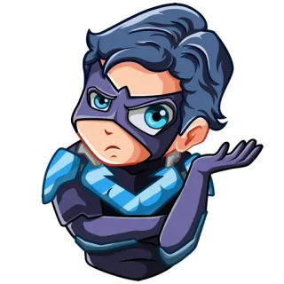 🤨 Nightwing DC Comics, Supereroe, Nightwing, Maschera, Cartone animato, Ragazzo, Costume, Eroe whatsapp sticker