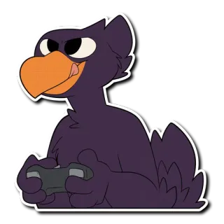🎮 kreskówka, ptak, gracz, kontroler, gaming, postać telegram sticker