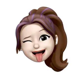 🦋 Memoji, Emoji, Zwinkern, Zunge, Mädchen, Cartoon telegram sticker