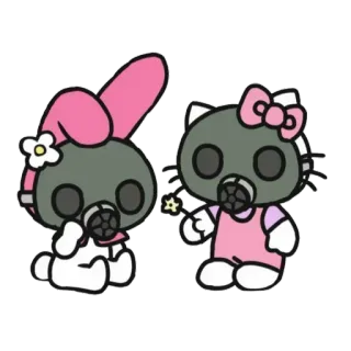 😷 Hello Kitty, My Melody, противогаз, милый, каваий, sanrio telegram sticker
