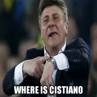 😥 WHERE IS CISTIANO calcio, football, allenatore, che indica, frustrato telegram sticker
