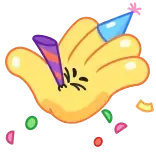 🥳 mano, fiesta, confeti, celebración, dibujos animados, festivo telegram sticker