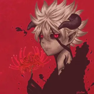 😶 Anime, Mangá, Demônio, Chifres, Personagem, Arte digital telegram sticker