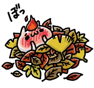 💞 ぼっ mèo, mùa thu, mùa thu, lá cây, kawaii, dễ thương, đỏ mặt telegram sticker