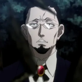 ☹️ Leorio Hunter x Hunter Anime, Arzt, Anzug, Brille, Ernst telegram sticker