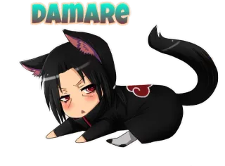 😒 Itachi Uchiha Naruto DAMARE 动漫, Q版, 猫, 鼬, 宇智波, damare telegram sticker