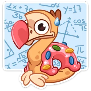 😐 Dodo, Ciambella, Cartone animato, Uccello, Matematica, Equazioni whatsapp sticker