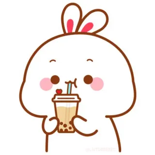 🍼 Conejito, Bubble Tea, Kawaii, Lindo, Bebida, Conejo telegram sticker