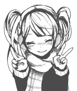 ✌️ อนิเมะ, มังงะ, การ์ตูน, ผู้หญิง, สัญลักษณ์สันติภาพ, ภาพประกอบ telegram sticker