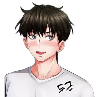 😅 두근 Anime, Pot, Kreskówka, Rumieniec, Koreański telegram sticker