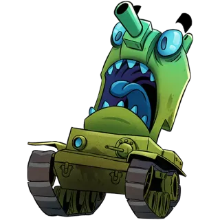 😱 tanque, veículo, desenho animado, militar, monstro telegram sticker