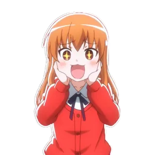 😍 animé, fille, excitée, dessin animé, joyeuse, mignon telegram sticker