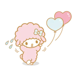 🤭 овца, мультфильм, розовый, сердце, шары, милый whatsapp sticker