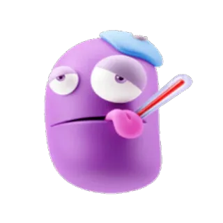 😓 아픈, 질병, 체온계, 열, 두통, 만화, 독감 telegram sticker