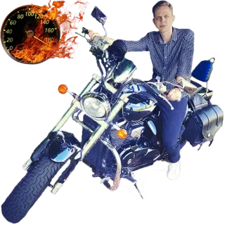 🏍 motocykl, pojazd, prędkościomierz, płomienie, mężczyzna, jazda, transport telegram sticker