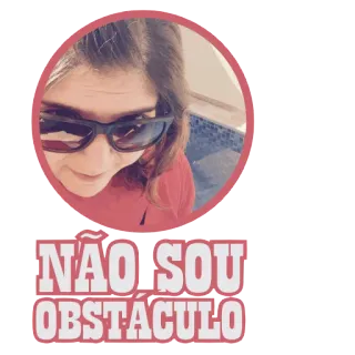 🚧 NÃO SOU OBSTÁCULO wanita, kacamata hitam, potret, rintangan, positif, motivasi telegram sticker