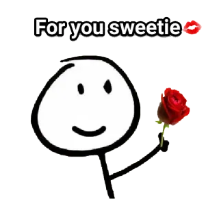 😘 For you sweetie 사랑, 장미, 애인, 하트, 막대기 인간, 만화 telegram sticker
