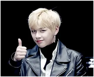 ✨ orang, rambut pirang, jaket kulit, jempol ke atas, potret, pria whatsapp sticker