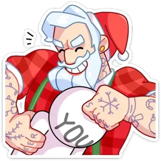 😡 YOU Papá Noel, Navidad, Fiestas, Invierno, Divertido, Dibujos animados, Tatuado telegram sticker