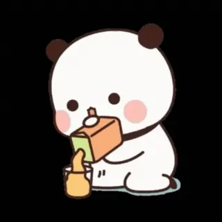 🧃 panda, fofo, animal, desenho animado, bebendo, suco telegram sticker
