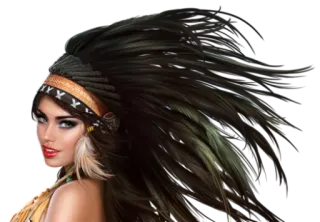 😊 mujer, nativa americana, tocado, pluma, retrato telegram sticker