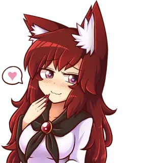 ❤️ Anime meisje, Katmeisje, Kemonomimi, Schattig, Hart telegram sticker