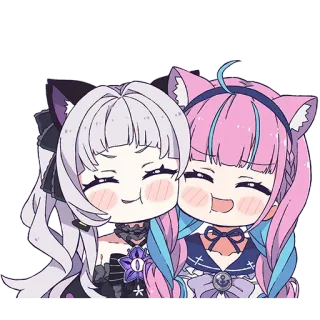 ❤️ Аниме, Кавай, Милый, Кошачьи ушки, Друзья, Мультфильм whatsapp sticker