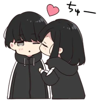 😚 ちゅー carino, amore, coppia, romantico, cartoni animati telegram sticker