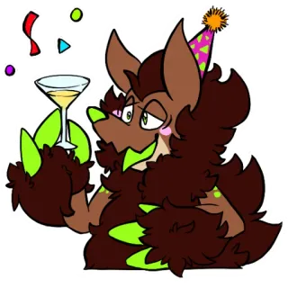 🎊 Фурри, Вечеринка, Мультфильм, Животное, Праздник telegram sticker