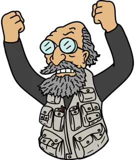✊ cartone animato, uomo, scienziato, eccitato, festeggiando telegram sticker