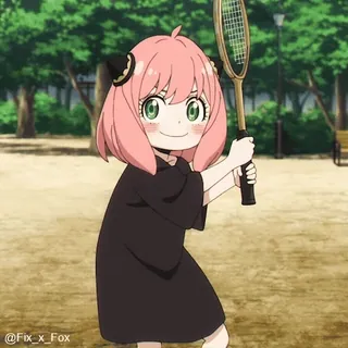 🎾 Anya Forger Spy x Family Anya, Spy x Family, Tennis, Anime, Pinke Haare, Süß telegram sticker