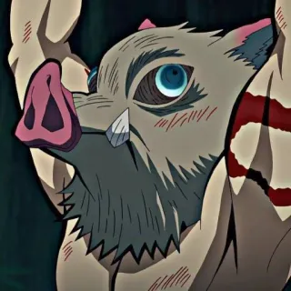 👺 Inosuke Hashibira Demon Slayer Anime, Demon Slayer, Inosuke, Personnage, Masque sanglier telegram sticker