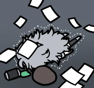 😵 Stift, Unordnung, Papier, Müll, Büro whatsapp sticker