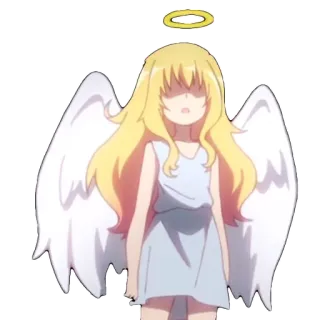 😑 malaikat, anime, sayap, lingkaran cahaya, kartun, imut, manga telegram sticker