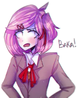 💕 Natsuki Doki Doki Literature Club! BAKA! Anime, Naklejka, Słodkie, Natsuki, Baka, Doki Doki Literature Club, Manga telegram sticker