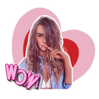 💕 WOW! женщина, девушка, вау, выражение, розовый, сердце, стикер telegram sticker