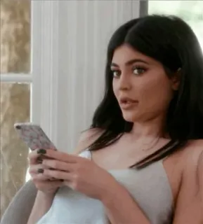 🌿 Kylie Jenner woman, celebrity, social media, kylie jenner, phone, funny face telegram sticker