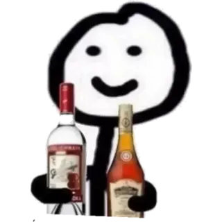 🎉 棒人間, アルコール, 酒, ボトル, 飲み物, パーティー telegram sticker