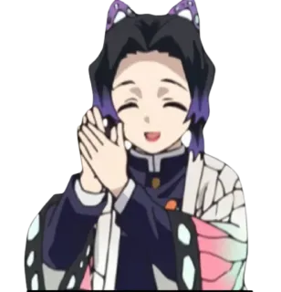 🦋 Shinobu Kocho Demon Slayer Аниме, Клинок, рассекающий демонов, Шинобу Кочо, бабочка, улыбается whatsapp sticker