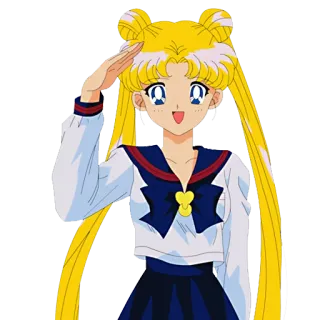 😃 Sailor Moon アニメ, セーラー服, 漫画, 敬礼 telegram sticker