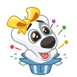 🥳 dog, cartoon, animal, puppy, surprise, cute, sticker telegram sticker